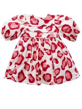 Pink Chicken White Red and Light Pink Leopard Print Dress 6-12 Inches